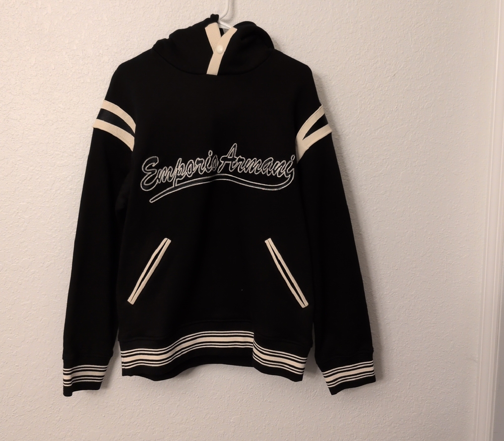 Emporio Armani Black Pullover Hoodie Sweater